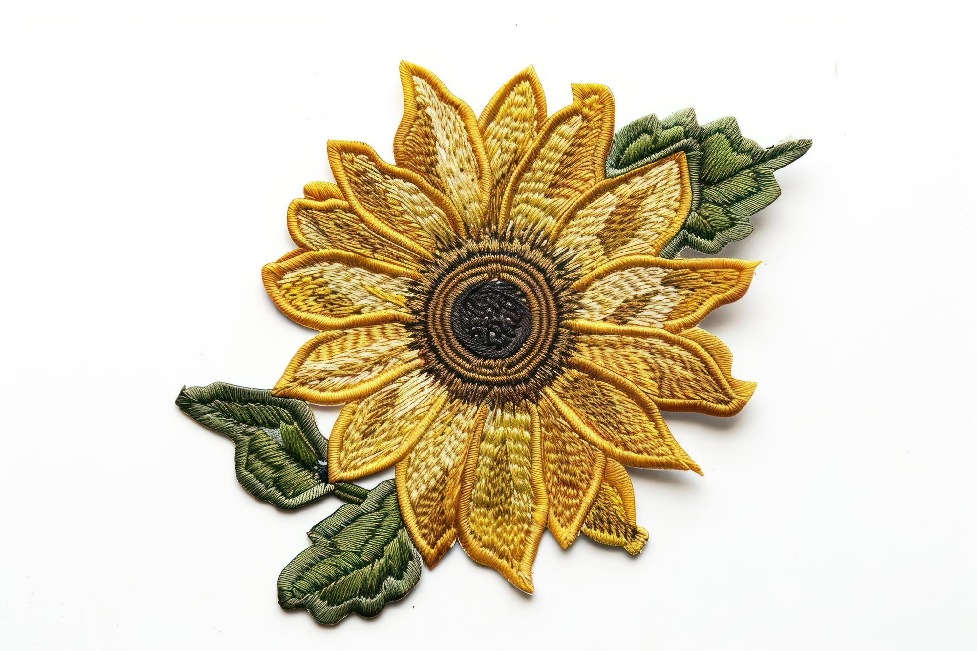 Decorative embroidered patch with gold thread